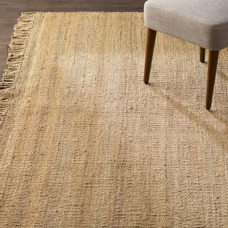 Elderton Natural Fiber Hand Woven Jute Solid Color Rug, Rectangle 5' x 8'