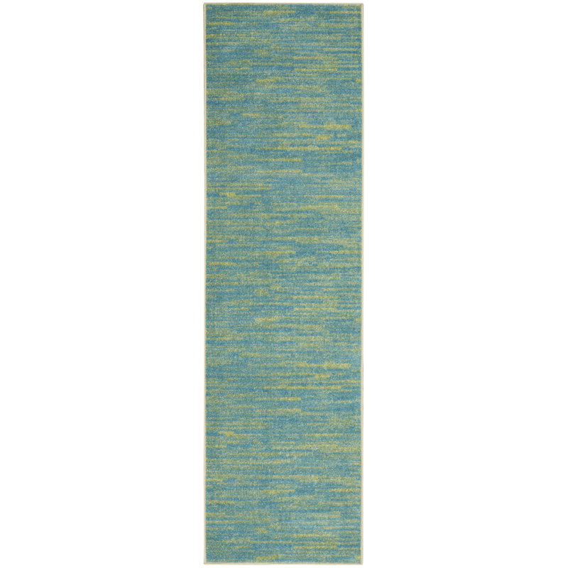Tapis bleu nautique Yolonda, Tapis de couloir 2 pi x 6 pi