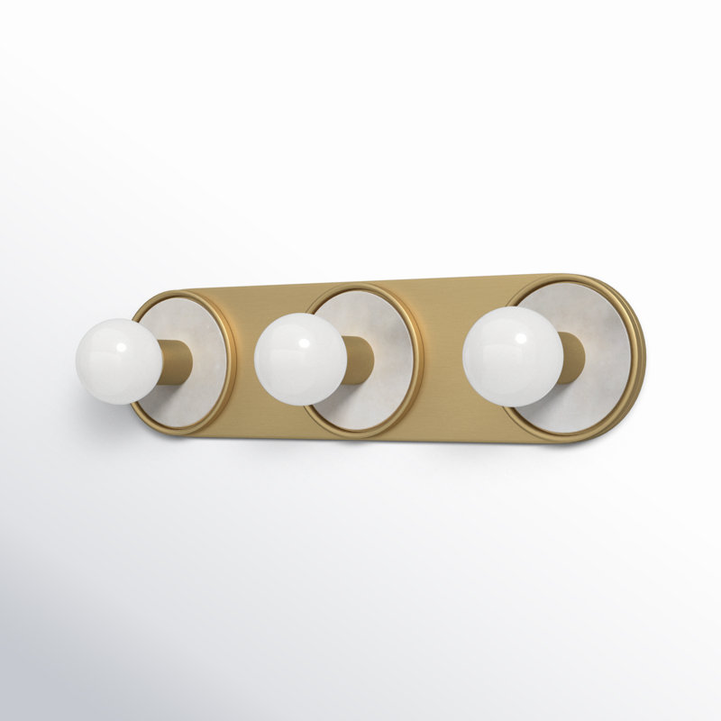 Barre d'éclairage de salle de bain 3 lumières à intensité variable Rocha, Oui, Albâtre blanc / laiton vieilli naturel