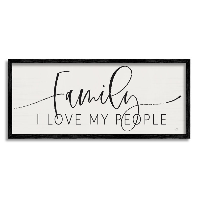 «I Love My People Affectionate Family Expression - Art textuel sur bois avec cadre photo, H 10 po x l 24 po