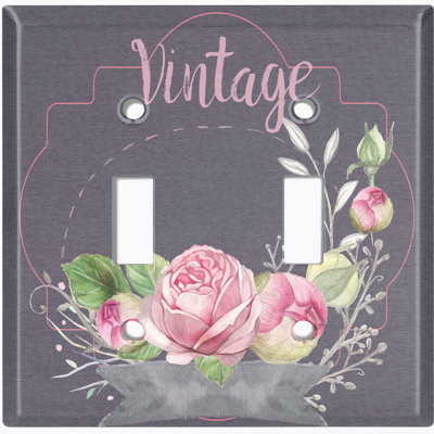 Plaque murale à interrupteur à bascule rétro à 2 branches Vintage Roses