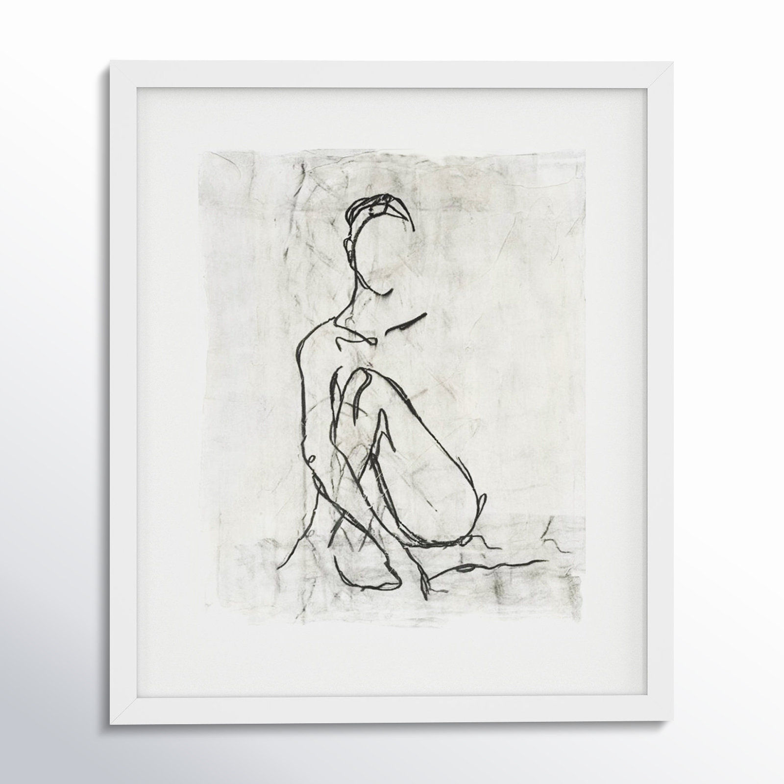 Embellished Nude Contour II Print, 20" H x 17" W, White Framed Paper