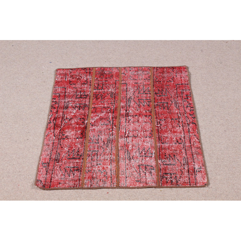 Tapis turc rétro rétro surdimensionné en petit patchwork tissé à la main pour le vestibule