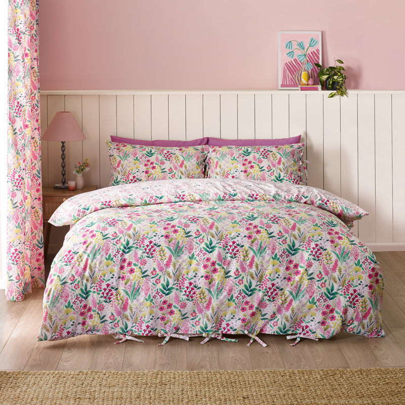 Tilly Floral Reversible Duvet Cover Set, Pink, Single Duvet Cover + 1 Standard Pillowcase