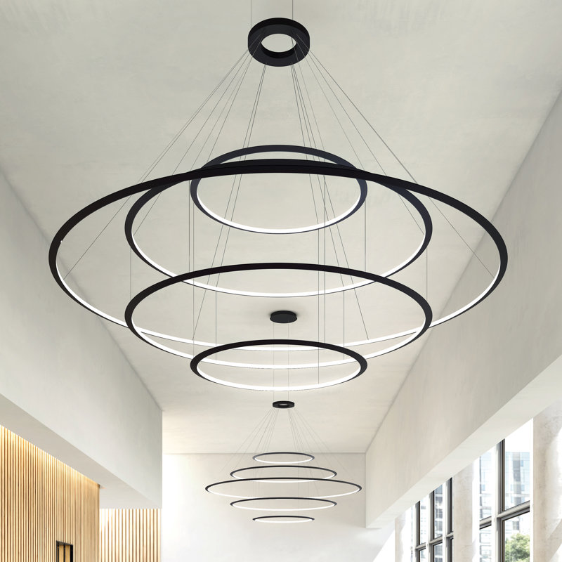 Circular 5 - Light LED Chandelier, Black, 4000K, Black