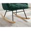 Chaise berçante ergonomique en tissu capitonné avec cadre en métal robuste pour le salon, vert-134645964