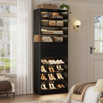 40 Pair Shoe Storage Cabinet, 10-Tier Shoe Rack With Drawers