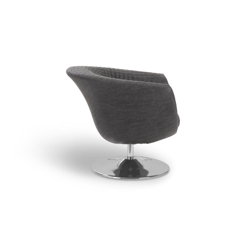 Fauteuil demi-tonneau pivotant l 34 po, Mélange de polyester gris foncé rétro