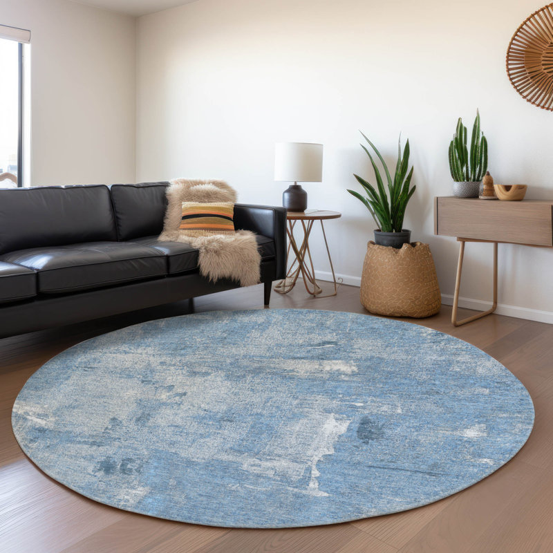 Premium Machine Washable Natoma AMF989 Abstract Rug, Round 8'