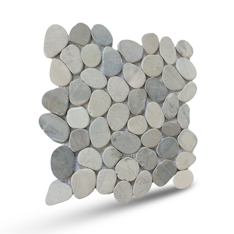 Hawaii 12" x 12" Natural Stone Pebbles Mosaic Wall & Floor Tile, Pale