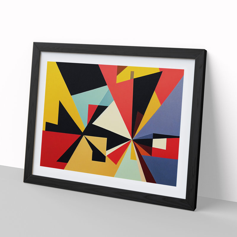XH1022-8671X Suprematism Abstract Art Vol.2 - Single Picture Frame Painting, Black, 46cm H x 64cm W x 2cm D