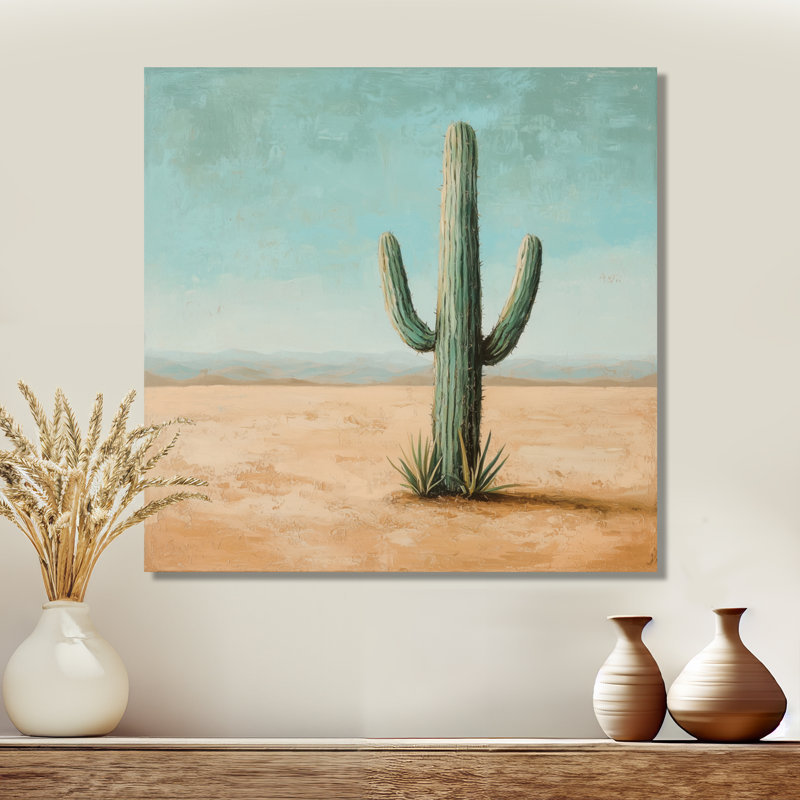Cactus dans le désert III - Cactus, art mural, H 30 po x l 30 po, Toile tendue, Ne s’applique pas
