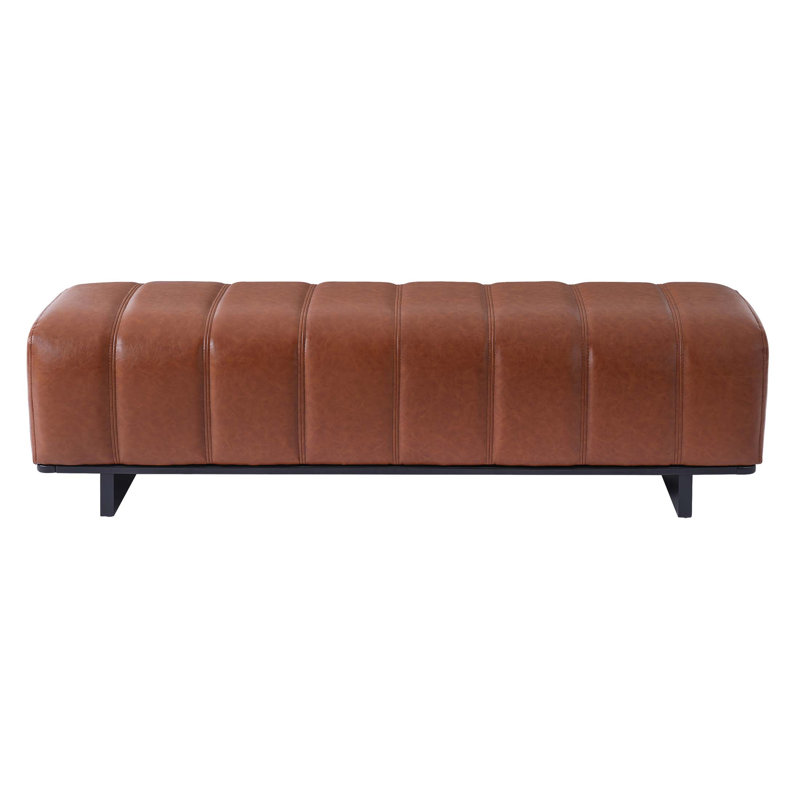 Stylish PU Fabric Indoor Dining Bench With Rubber Wood Legs, Spacious And Comfortable Seating For Modern Homes, Brown