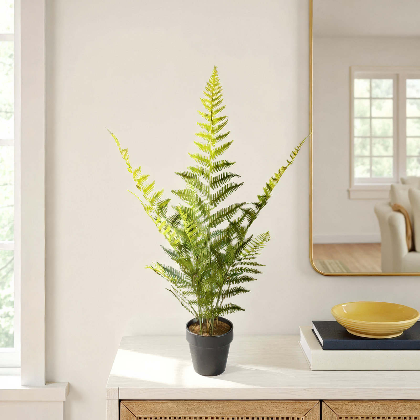 Faux Fern Plant in Pot, 27" H x 16" W x 16" D