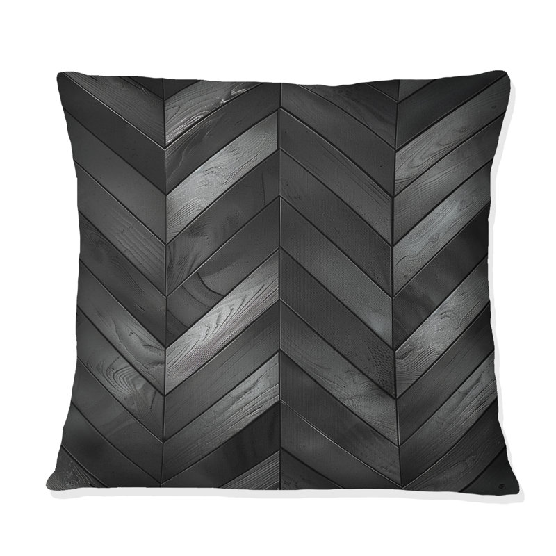 Coussin décoratif à chevrons gris foncé I, H 18 po x l 18 po