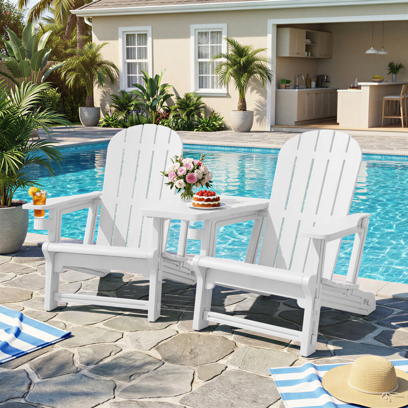 Chaise Adirondack d'extérieur pour 2 personnes, Blanc