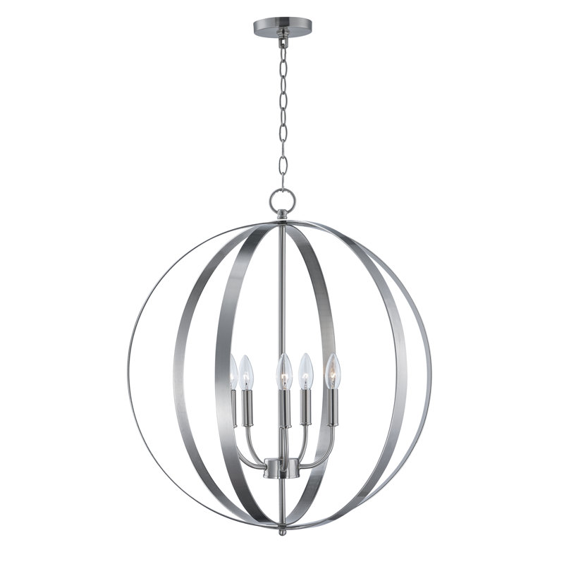 Albano 5 - Light Dimmable Globe Chandelier, Satin Nickel