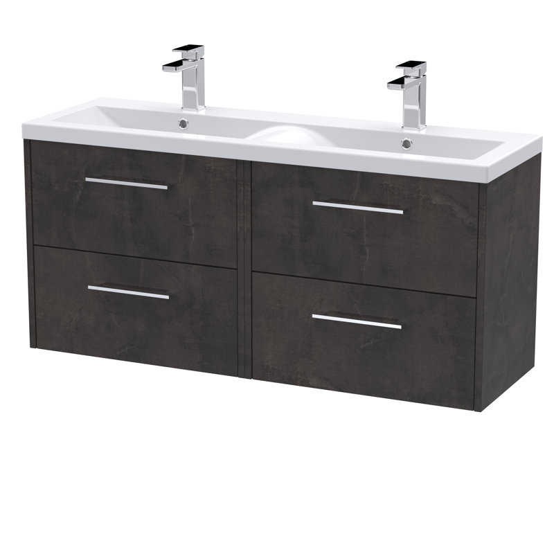 Juno 1200mm Double Bathroom Vanity with Integrated Vitreous China Basin, Metallic Slate