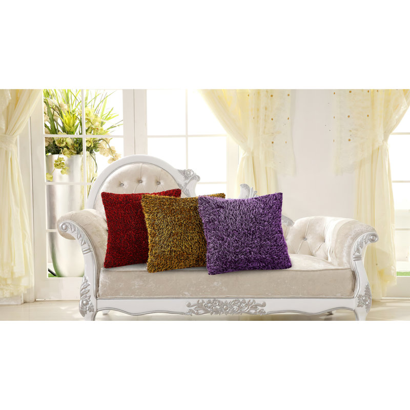 Cuddly Fuzzy Pattern Reversible Throw Pillow, Polyester/Polyfill, Antique Gold