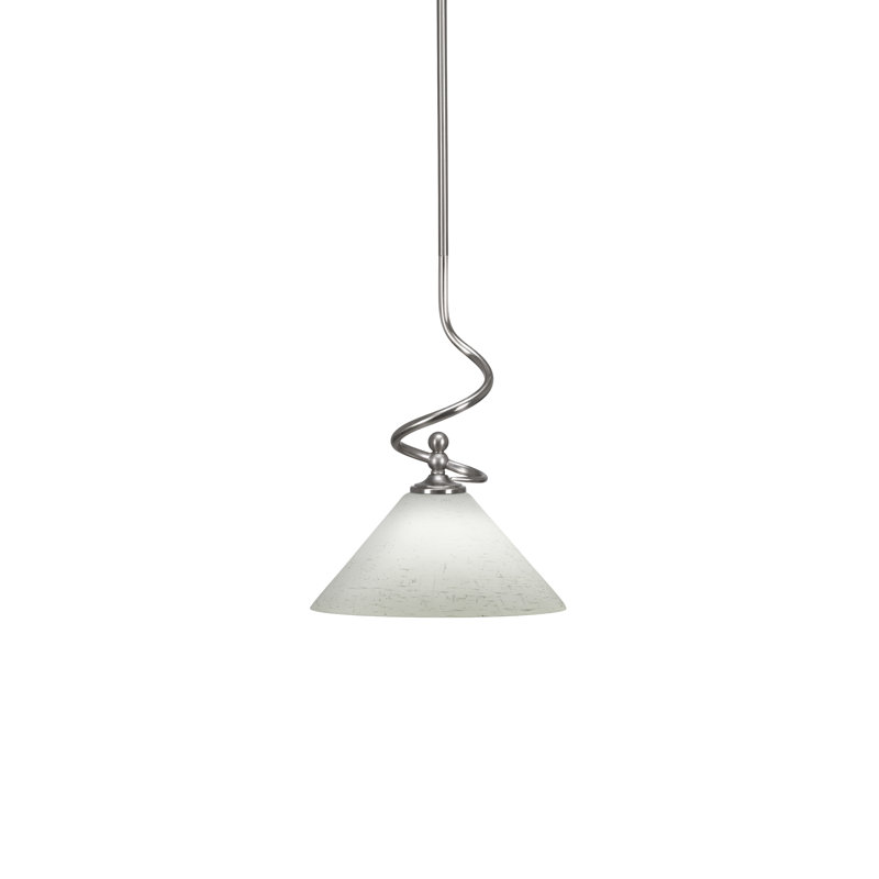 Mini-luminaire suspendu avec tige Teddington en verre mousseline blanc 10 po, Nickel brossé