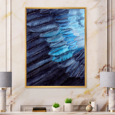 Fragment d'une aile d'oiseau bleu - peinture sur toile