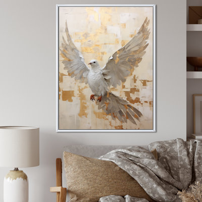 Minimalisme beige et colombe dorée III sur toile