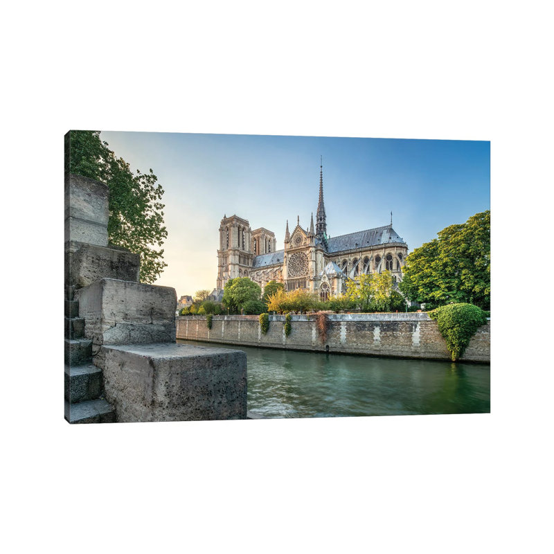 Notre-Dame De Paris Along The Banks Of The Seine, Paris, France by Jan Becke - Wrapped Canvas Print, 20.32 cm H x 30.48 cm W