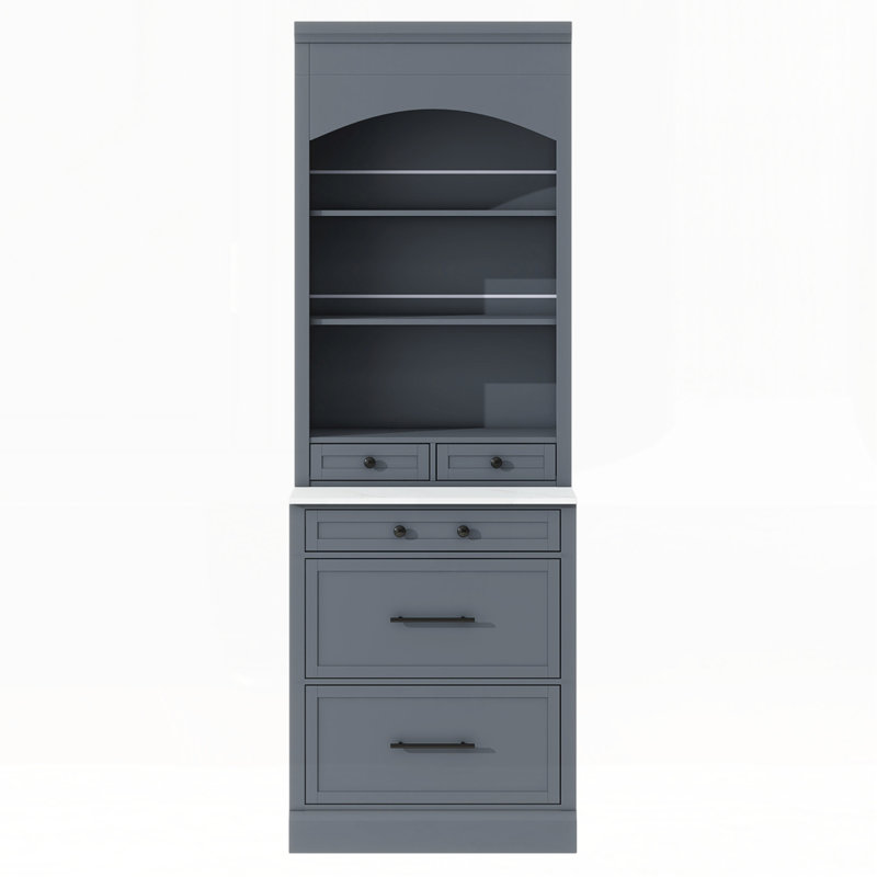 Grand bahut autoportant avec plateau en faux marbre, Gris