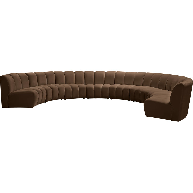Canapé modulaire en velours Infinity, Velours brun, 8 pièces