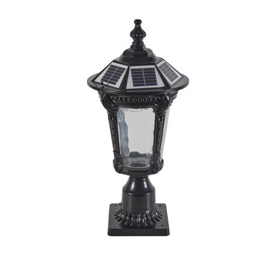 Retro Solar Post Light with Dimmable LED & Dual Color Temperature - Vintage Black Outdoor Lamp for Garden, Pathway, and Deck