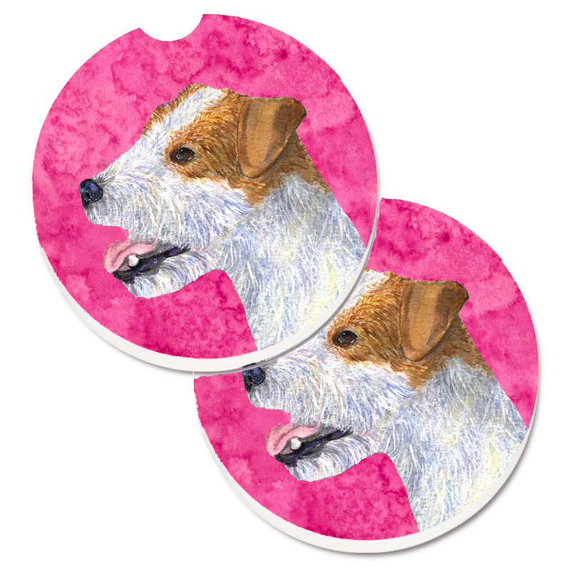 Sous-verre barbu collie voiture, Jack Russell terrier