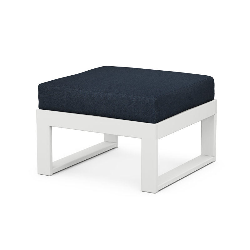 Repose-pieds modulaire d'extérieur avec coussin, Blanc, Indigo marin