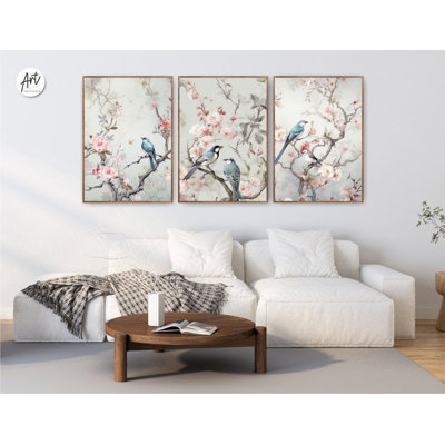 Trendy Neutral Wall Art, Aesthetic Chinoiserie Wall Art Prints or Canvases