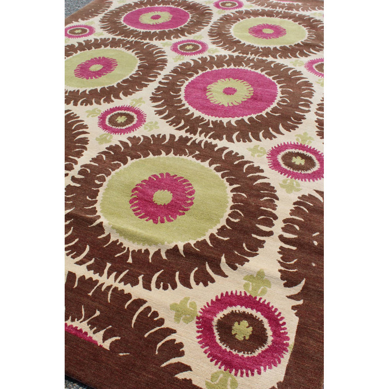 Suzani Hand Woven Wool Ikat Area Rug, Rectangle 6' x 8'6"