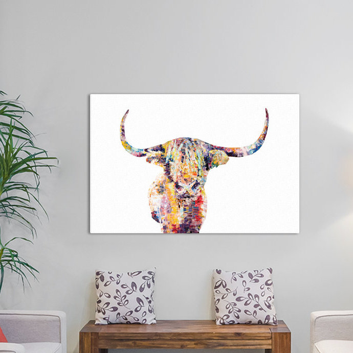 «Highland Cow» par Becksy - Estampe numérique sur toile tendue avec châssis, H 8 po x l 12 po x P 0,75 po