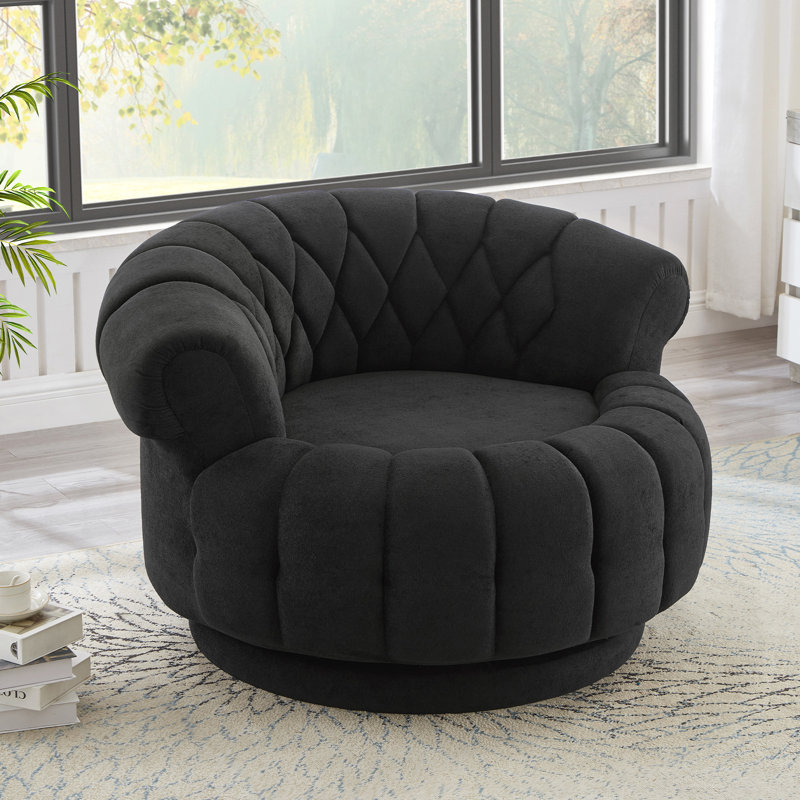 Fauteuil demi-tonneau pivotant à 45 ° l 45,9 po, Noir