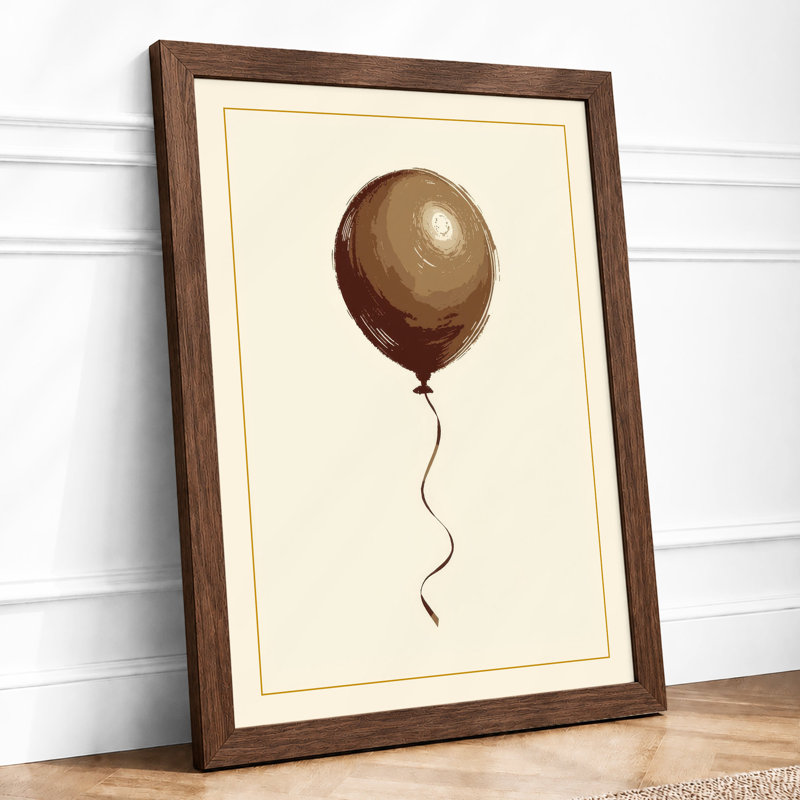 Solitary Balloon Minimalist - Print, Walnut, A4 - 29.7 x 21.0 cm