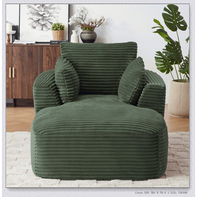 Oversized Corduroy Chaise Lounge Chair Indoor, Corduroy Upholstered Modern Sofa Couch, No Assembly Required, Comfy Sleeper Sofa for Living Room/Dorm/Apartment