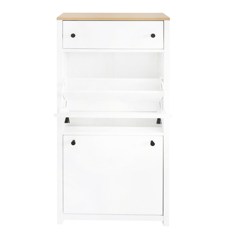 Shoe Cabinet With Adjustable Shelves And A Modern White Style, Extra Storage Practical Look,, 2