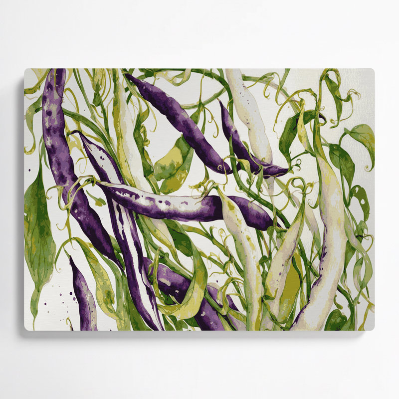 Art mural en métal beige, légumes et haricots, H 8 po x l 10 po