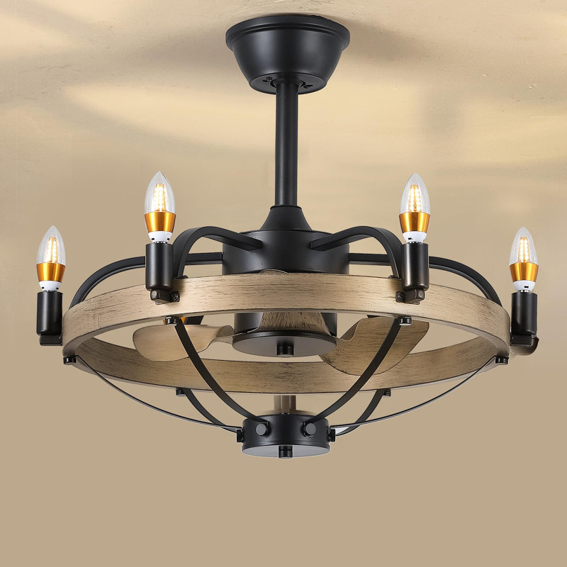 Ventilateurs de plafond de style campagnard moderne 23/32 po avec lumières et télécommande, L 23 po