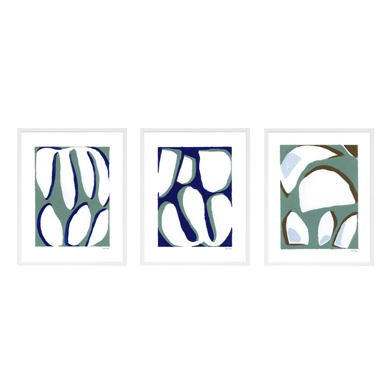 Contemporary Blues Set 2 - Ensemble de 3 reproductions de cadres photo, Bois blanc, H 38 po x l 30 po x P 1,25 po
