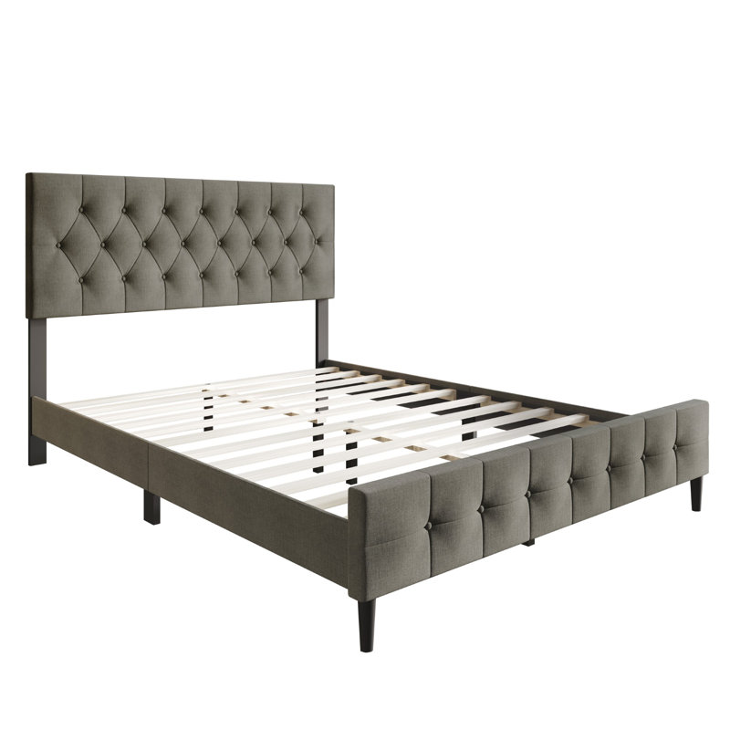 Medardus Upholstered Platform Bed, Queen, Dark Gray