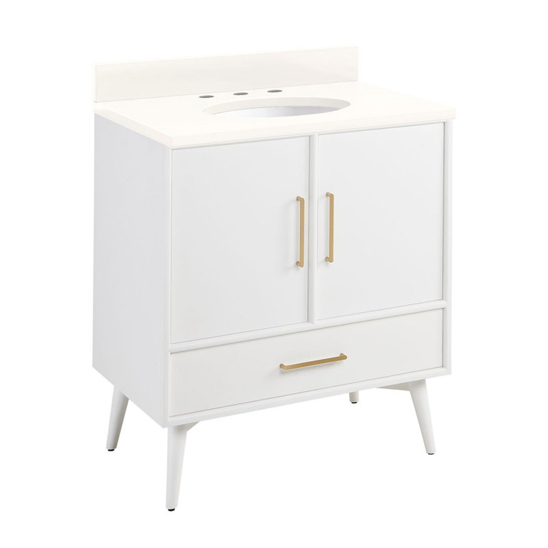30" Novak Vanity with Undermount Sink - Bright White, Arctic White Quartz, 8” Centers