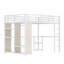  Structure de lit mezzanine grand format en métal avec garde-robe intégrée, bureau et tablettes de rangement, conception peu encombrante, blanc-1937939048