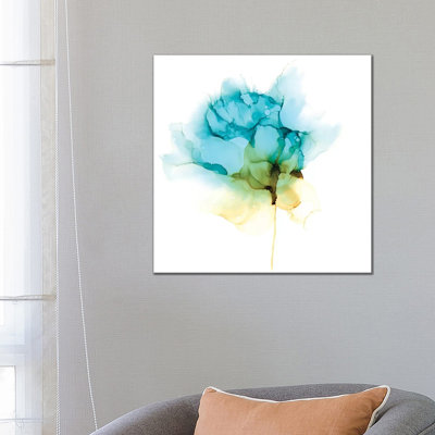 Blooming Cyan I by Jennifer Goldberger - Wrapped Canvas Print