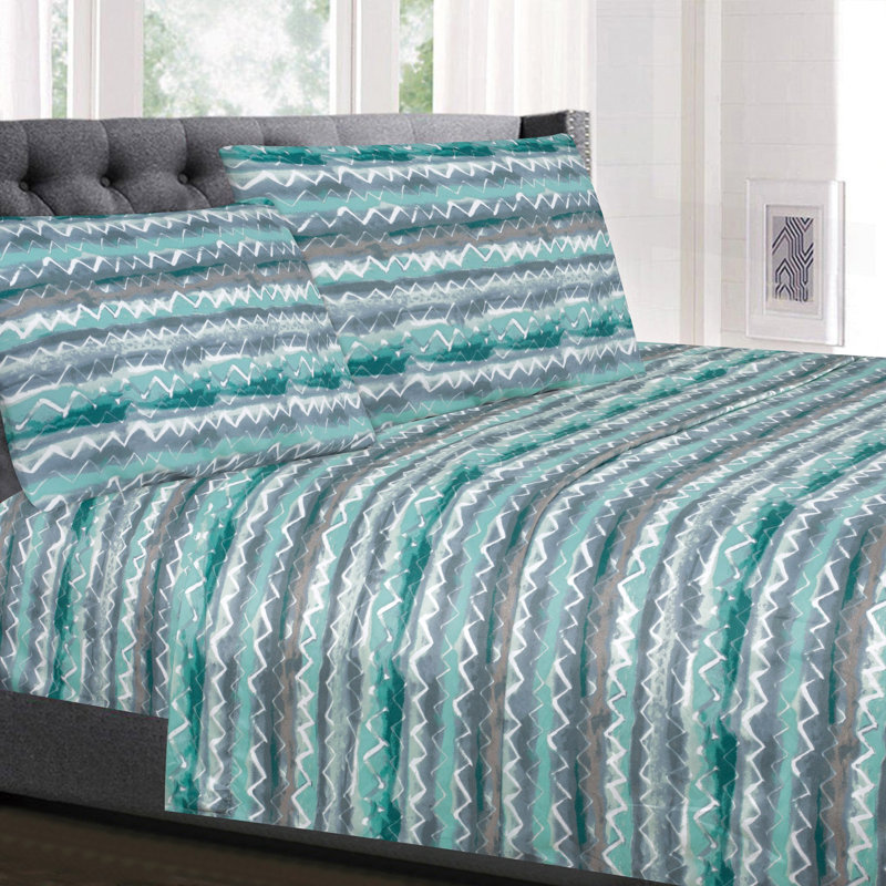 Summerset Microfiber Striped Sheet Set, Full Sheet Set with 2 Pillowcases