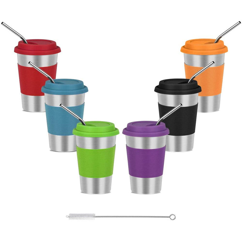 Paquet de 6 sous-verres en paille en acier inoxydable 16 oz / 500 ml