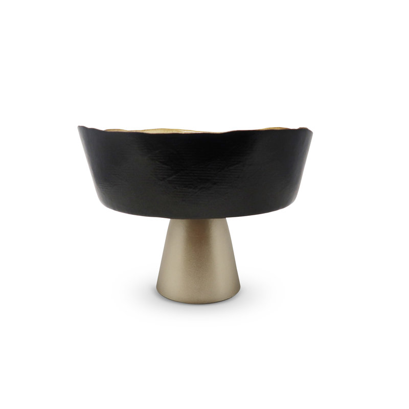 Bol décoratif en verre, Doré / Noir