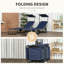 Chaises longues d'extérieur pliantes avec abat-jour, dossier inclinable, structure en acier et poche latérale pour la plage, la cour, le patio et le bleu foncé Outsunny